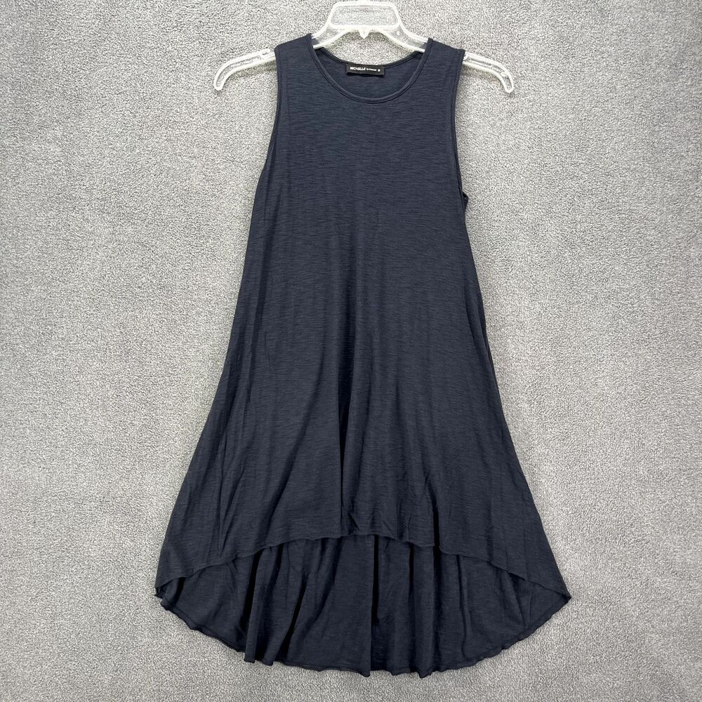 MICHELLE BY Comune Dress Womens Small Navy‎ Blue Tunic High Low Sleeveless Boho